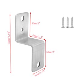 Mewutal 4pcs Z Brackets 2" × 1.5" Door Barricade Brackets Silver Double Angle Brace Stainless Steel Drop Open Bar Holders 90° Shelf Bracket for Furniture Garage Barn Gate