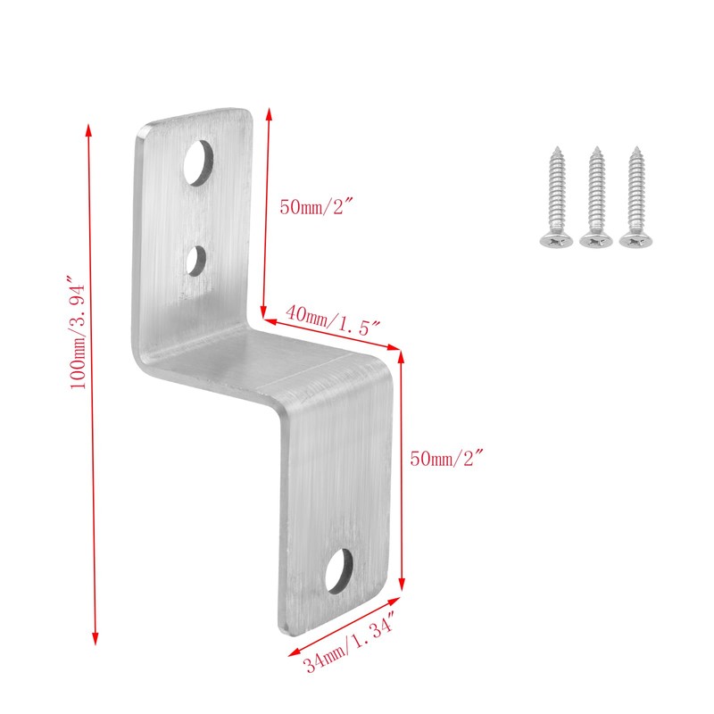 Mewutal 4pcs Z Brackets 2" × 1.5" Door Barricade Brackets