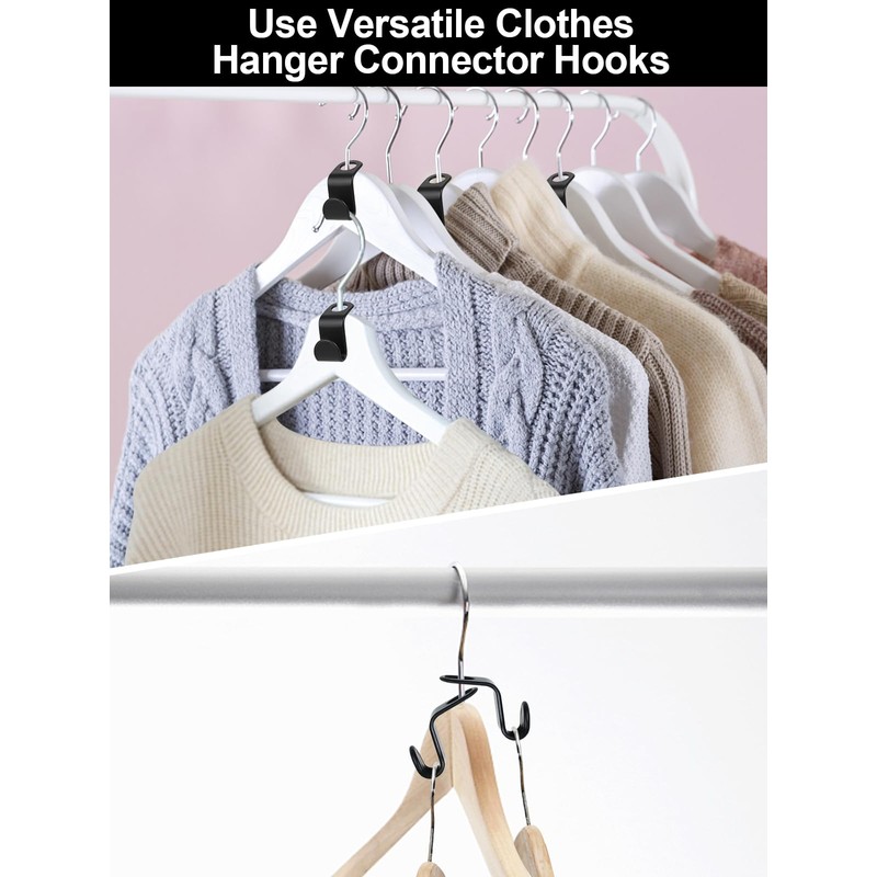 Sheryl&Rain 60Pcs Clothes Hanger Connector Hooks,Clothes Hangers Space Savers,Space Saving