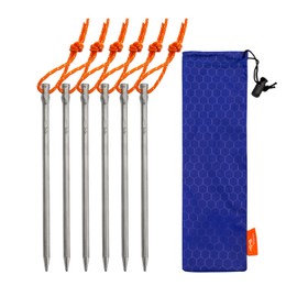 TiTo Titanium Outdoor Camping Straight Nail Pegs Stakes With Size 5mm/6mm Pack Of 6 (Titanium Color, 6.0×165mm)