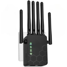 WiFi Extenders Signal Booster for Home Long Range Up to 11000 sq.ft for 35+ Devices,Internet Extender WiFi Booster, Long Range WiFi Extender,with 6 Antennas 360° Full Coverage Ethernet Port (Black)