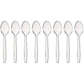 eMKay® 50 Pcs Heavy Duty Reusable Clear Spoons [ 50 Spoons ] Perfect for for Birthday Parties Buffets Picnics BBQ's Weddings Camping