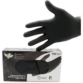 S&G Black Nitrile Gloves Disposable Latex-Free Multipurpose Gloves for Cleaning, Mechanic, Cooking | 3 Mil - 100 | Medium