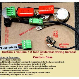 Charlies Gear Custom Solderless Bass wiring harness  -2 volume/2 tone / custom features