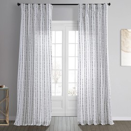 HPD Half Price Drapes Abstract Striped Printed Curtains 108 Inches Long Luxury Cotton Curtains (1 Panel) Room Darkening Window Curtains for Bedroom & Living Room, 50W x 108L, White & Black Striped