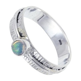 JEWELSTREZORO Opal Edelstein Band Ring 925 Sterling Silber Ring Männer & Frauen Band Ring Alle Größen Band Ring Handgefertigt TSR120H_74 (23.6)