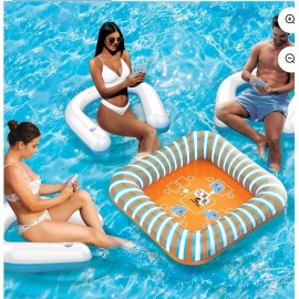 Cipton Floating Card Table Set with Table, & 4 inflables seats, 1 Deck, & 2 dice