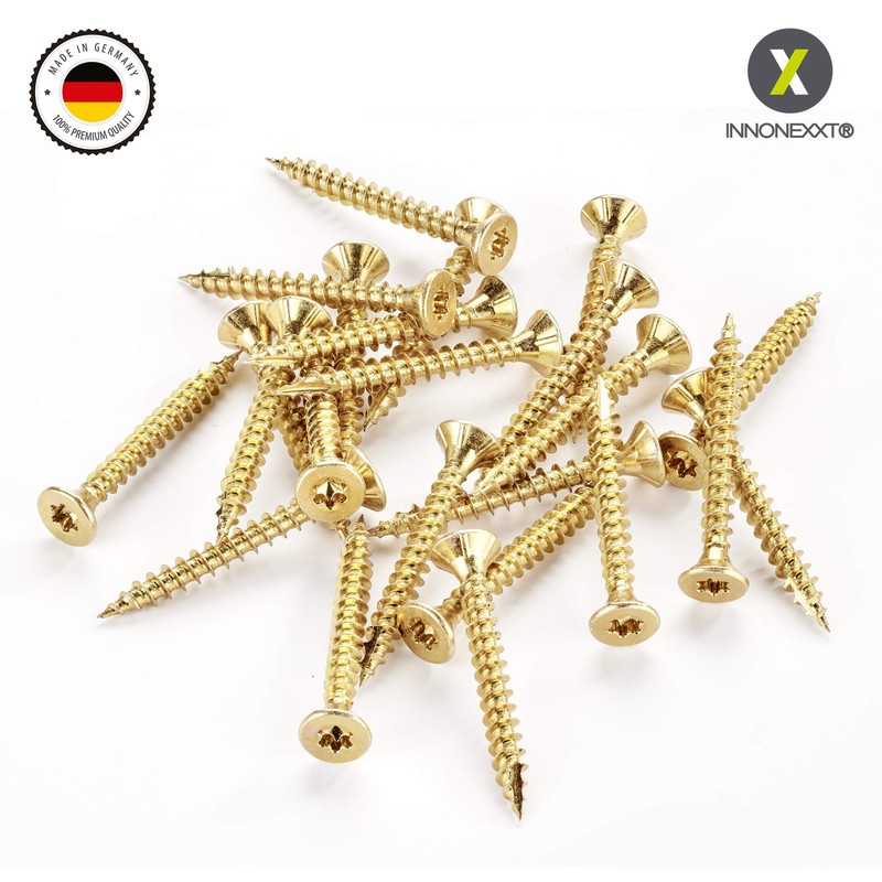 Innonexxt® Premium chipboard screws, milling ribs, cut tip - yellow,