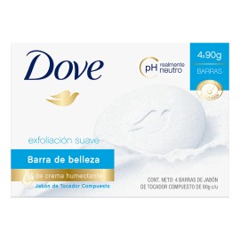 Dove Jabón Barra Exfoliación Suave Cuidado Piel Perlas Exfoliantes Crema Humectante 90g