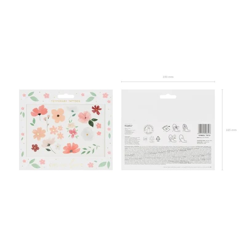 PartyDeco Tattoos Washable Flowers for Parties Hen Party Birthday Decoration