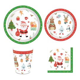 Aaon Christmas Party Decorations, Santa Claus,Gingerbread Man,Winter Party Decorations Include Snowman Party Plate, Dessert Plates, cups,Napkins (88pcs), 1