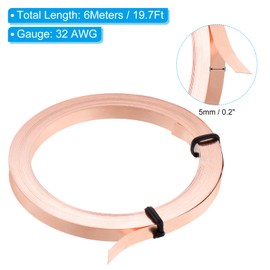 PATIKIL 19.7 Feet Pure Copper Wire, 32Gauge Flat Copper Jewelry Wire 5 mm Wide Bendable Beading Wire for Jewelry Making DIY Crafts Supplies