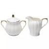 White Grace's Teaware  White Scallop Gold Trim  Creamer & Sugar Bowl w/Lid