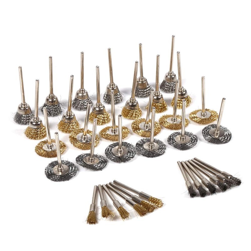 36-Piece Brass Steel Wire Brush for Drill Set Pen Wheel