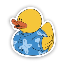 VulgrCo Cartoon Yellow Rubber Duck Floral Hawaiian Shirt Animal Funny Sticker Vinyl Waterproof UV Resistant Decal For Phones Laptops Water Bottles Tumblers Boats Cars Trucks Windows Kayak 3" inch