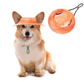 BT Bear Cute Dog Hats Cotton Casual Visor Bucket Hats Pet Hats Sports Hat with Ear Holes Dog Sun Hats for Cats Puppy Small Dogs (Orange, M)