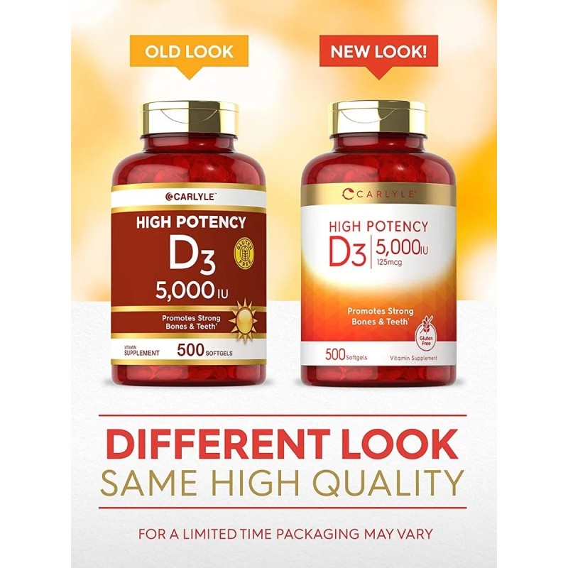Vitamina D3 5,000iu Natural 500 Softgels Sabor N/A