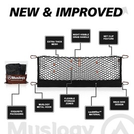 Muslogy Truck Bed Cargo Net Trunk Netting Compatible with 2022-2025 2026 Ford Maverick (V2) Accessories, Pickup Cargo Organizer SUV Sedan Storage Net w/Heavy Duty Carabiners