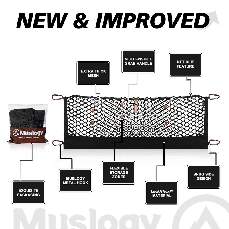 Muslogy Truck Bed Cargo Net Trunk Netting Compatible with 2022-2025