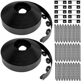 Sasylvia 2.5'' x 200' Landscape Edging Kit Edging Border Coil Include Anchoring Spikes 10 Connectors Plastic Garden Border for Lawn Garden Grass Yard Home(Black)