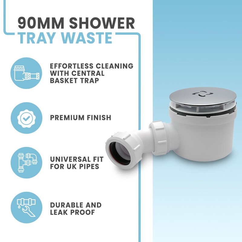 CranPlas Chrome Shower Trap | 90MM High-Flow Shower Waste Trap