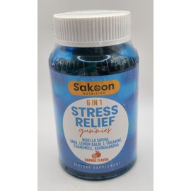 Sakoon Nutrition 6-in-1 STRESS RELIEF Gummies - 60 Count ORANGE Flavor **NEW**