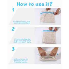 10 Stück Vakuumbeutel für Kleidung,Platzsparende vakuum aufbewahrungsbeutel,Keine Pumpe erforderlich Reise Vakuum Kleiderbeutel,Wiederverwendbar Vakuumierbeutel zum Rollen(50x70,40x60,40x50,39x32cm)