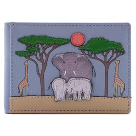 Mala Safari Elephant & Giraffe Scene RFID Card ID Holder, Leather, 10 x 7 x 1 cm, Savanna