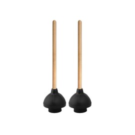 Superio Plunger, Black Rubber, Natural Wood Handle