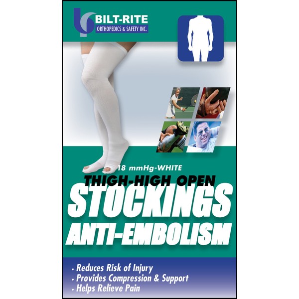 Bilt-Rite Mastex Health Thigh High Anti Embolism Stockings, White, 2X-Large
