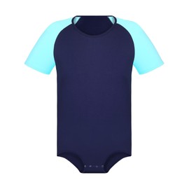 Landofgenie Men's Bodysuit Pyjamas Botton Crotch Top Shirt Raglan Sleeves Onesie Rompers for Men Multicoloured, blue