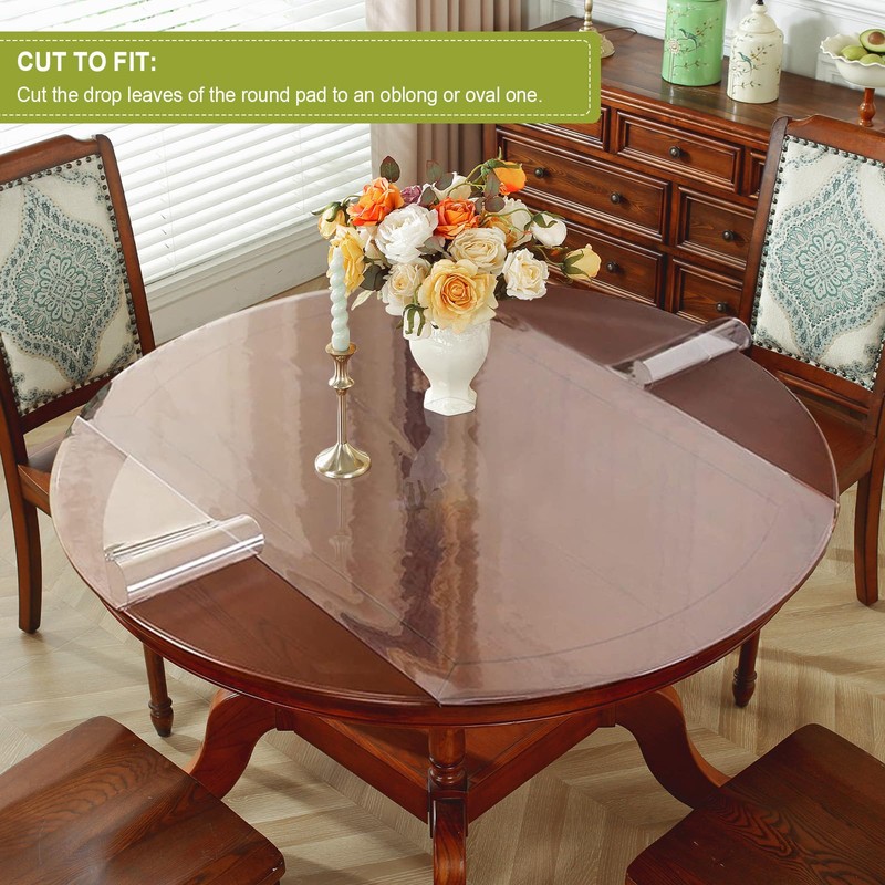 OstepDecor Round Clear Table Protector 44 Inch Thick Clear Table