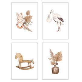 WBdesignz Boho Set of 4 Posters Nursery Pictures Decoration Baby Room Vintage Boys Girls