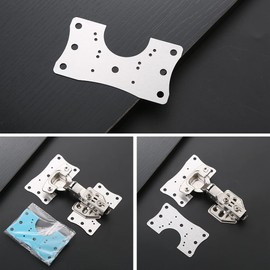 Cabinet Hinge Repair Plate Stainless Steel Flat Fixing Brace Brackets Concealed Hinge Repair Plates Kit Cabinet Brackets Suitable for Kitchen Cupboard Furniture Window Door, 8PCS with 48Screws