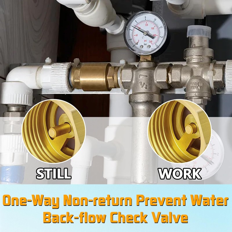 Boltigen Solid Brass Spring Check Valve, 1-1/2 Inch NPT Female