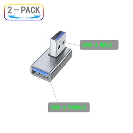 ZJKJHJY USB 3.0 Adapter, 90 Degree Right Angle Design, Supports 5Gbps Data Transfer Speed, 15W Fast Charging, Compatible with Laptop, Speaker, Keyboard, USB Hub, Mouse, Hard Drive