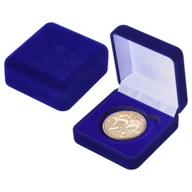 beinkmake 2Pcs Challenge Coins Display Case 45mm PU Blue Velvet Display Coin Box Challenge Coin Protective Storage Presentation Box for Commemorative Coins Medals Tokens