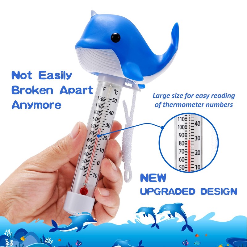 INCETUE Floating Pool Thermometer, Easy-Read Water Temperature Gauge with String