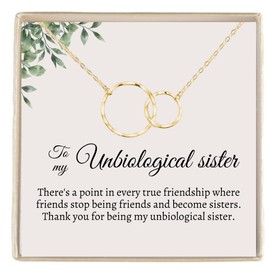 IPINK-Unbiological Sister Gift, Best Friend Necklace, Big Little Sorority, Soul Sister, Bridesmaid Gift, Friendship Jewelry (Linked Circles)