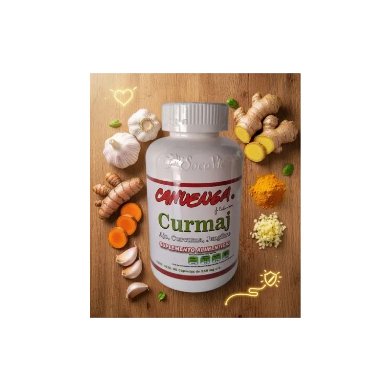 Ajo, Cúrcuma Y Jengibre / Curmaj Cahuenga 90 Caps. 550mg