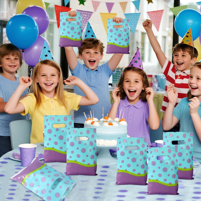 50pcs Cartoon Candy Gift Bags, Purple Blue Green Theme Goody