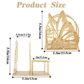 Napkin Holder for Table, Butterfly Metal Napkin Dispenser with Salt and Pepper Shakers Caddy, Standing Paper Napkin Storage for Kitchen Decor Home Table, Not Including Salt and Pepper Shakers(Gold)