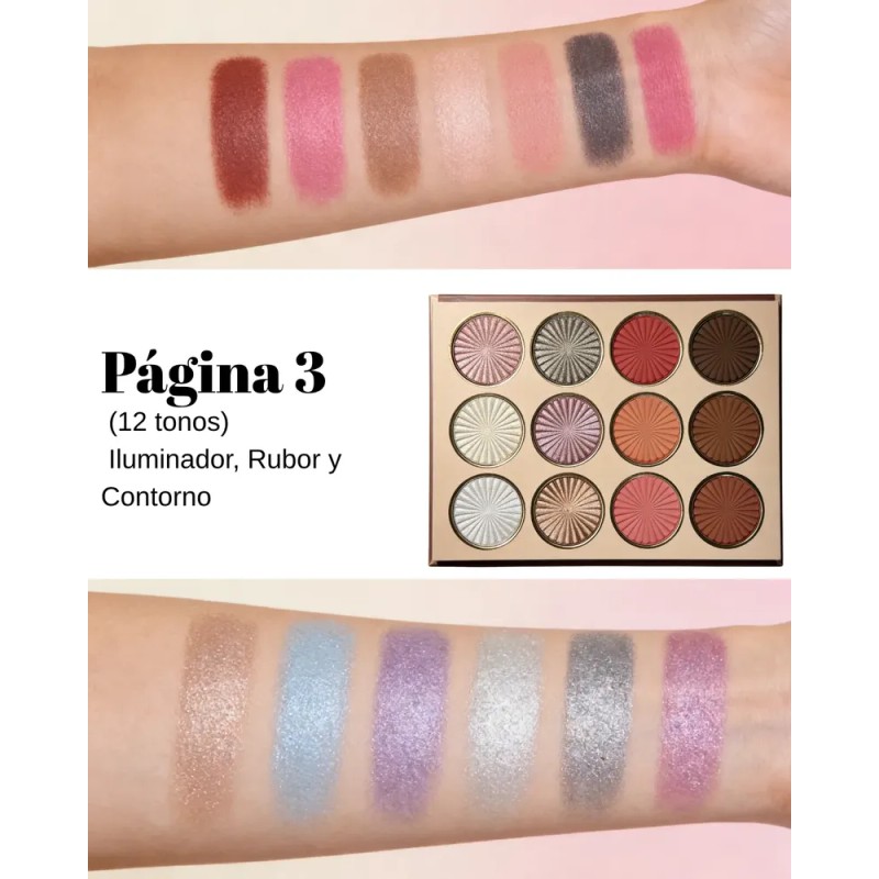 4 En 1 Paleta Sombras, Contorno, Iluminación Y Rubor