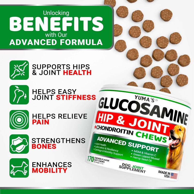 YUMA'S Glucosamine for Dogs - Hip and Joint Supplement for