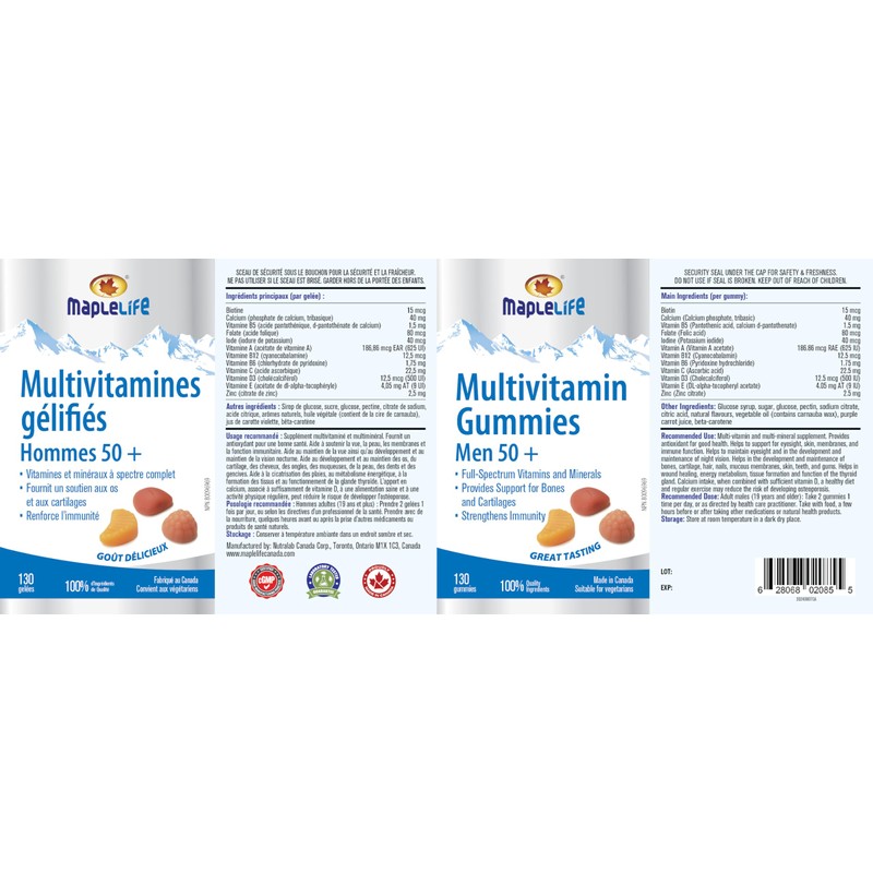 MapleLife Nutrition - Multivitamin Gummies For Men Over 50-130 Gummies