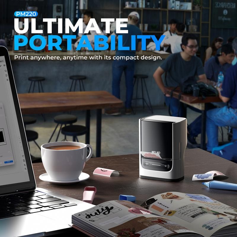 PM220 Label Maker Machine with Tape, Bluethooth Label Printer, Portable