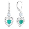 Vesitim Sterling Silver Heart Earrings Dangle Drop Earring Created Green