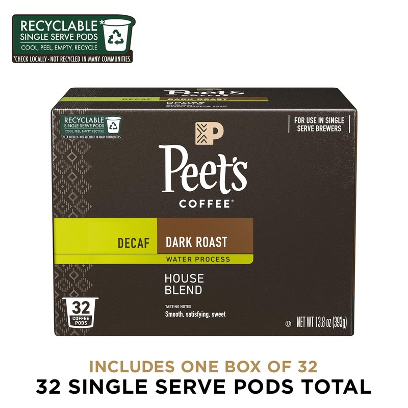 Peet's Coffee, Dark Roast Decaf Single Serve Coffee Pods -