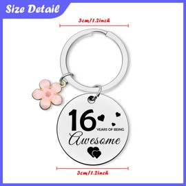 16th Birthday Gifts for Girls Boys 16th Birthday Jewelry Keyring Sweet 16 Gifts for Daughter Sister Niece Friends Son Turning 16 Year Old Gift Keychain