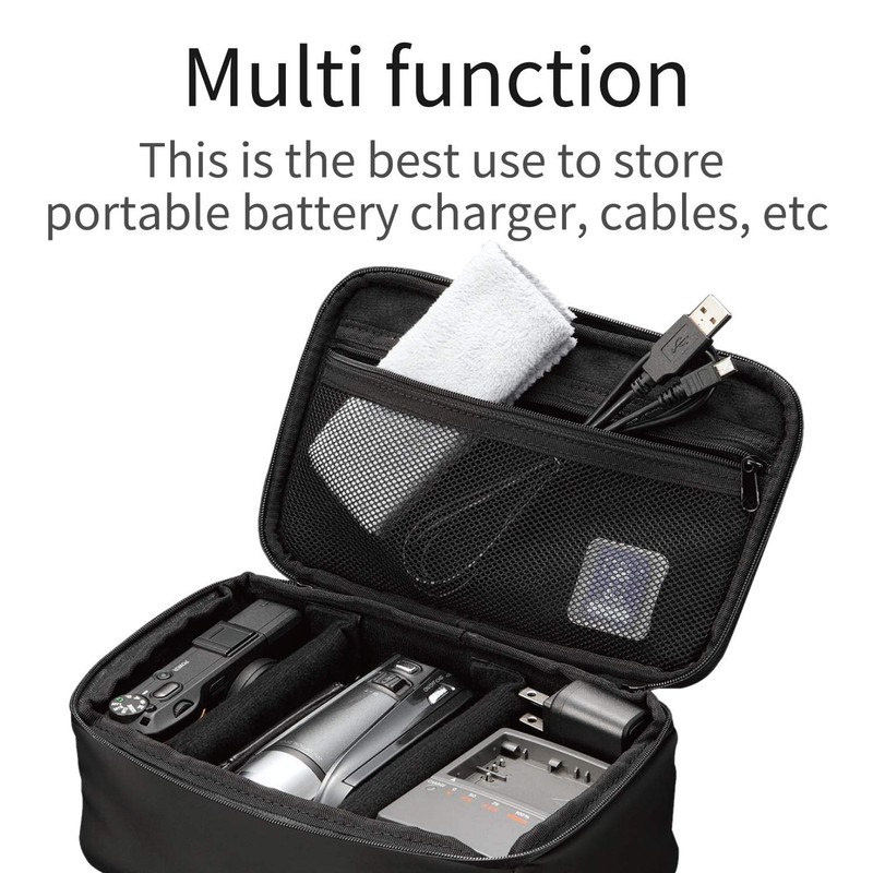 Elecom BMA-GP07BK Gadget Pouch, Large Capacity, Shock Absorption, Bag-in-Bag, Gadget
